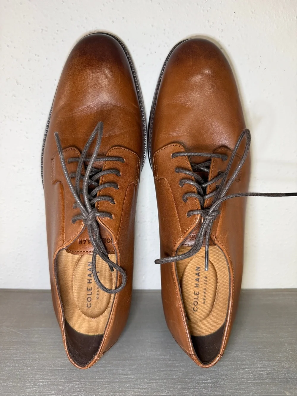 Cole Haan Sawyer Men’s Plain Toe Oxfords British Tan Leather Shoes 8.5 M